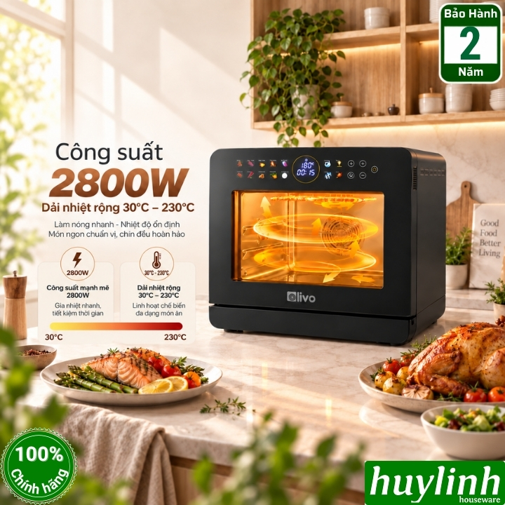 Mẫu mới 2026 - Nồi chiên không dầu hấp hơi nước Olivo SF1800 Ultra - Dung tích 18 lít - 100 menu nấu nướng 4