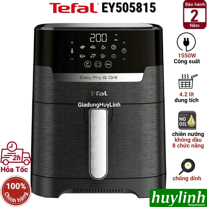 Nồi chiên không dầu điện tử Tefal EY505815 - 4.2 lít - 1550W - 8 chức năng