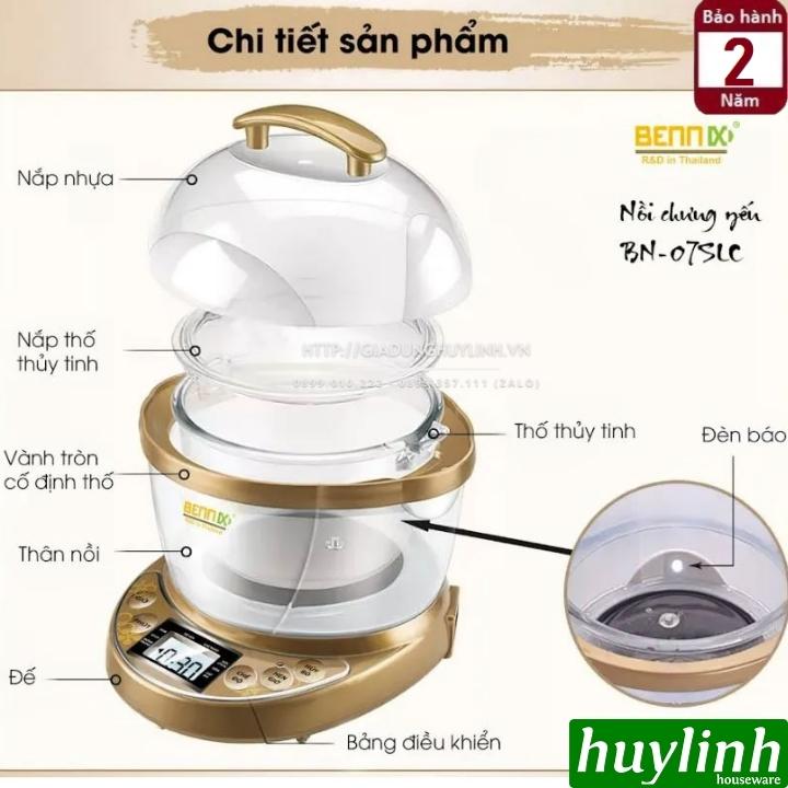 Nồi chưng yến, nấu cháo chậm thố thuỷ tinh Bennix BN-07SLC - 0.7 lít 3