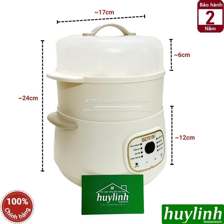 Nồi nấu cháo, chưng yến, hầm cách thuỷ Bennix BN-10SLC - 1 lít - kèm xửng hấp 7