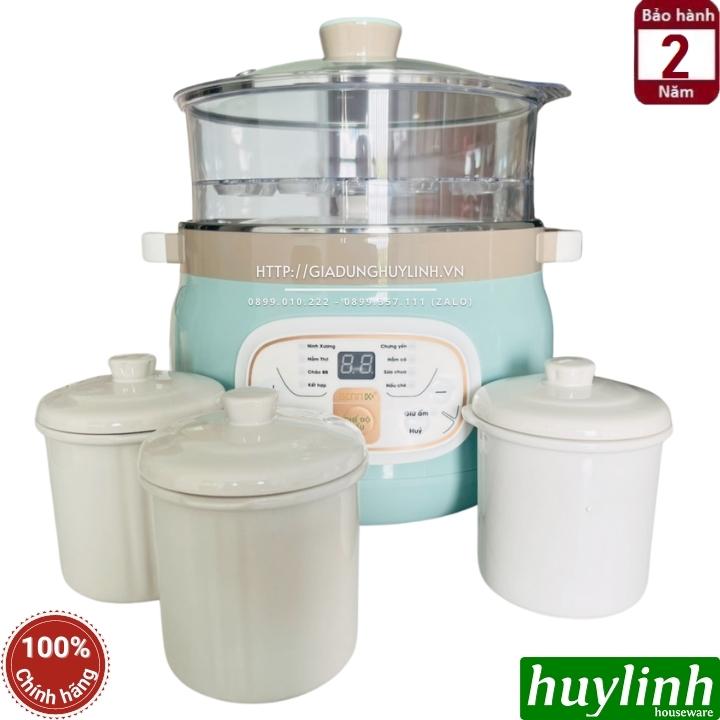 Nồi nấu chậm - chưng yến cách thuỷ Bennix BN-22CWG - thố lớn 2.2 lít - 3 thố nhỏ 0.45 lít 4