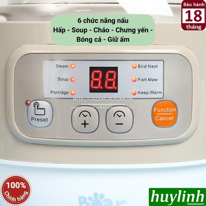 Nồi nấu chậm - chưng yến - nấu cách thuỷ Bear DDZ-A08D1 [A08G2] - 0.8 lít - Kèm xửng hấp 5