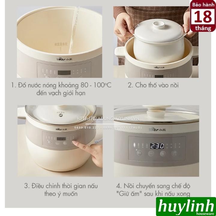 Nồi nấu chậm - chưng yến - hầm cách thuỷ Bear DDG-B25Q3 - 4 thố 400ml + 1 thố 2.5 lít 4