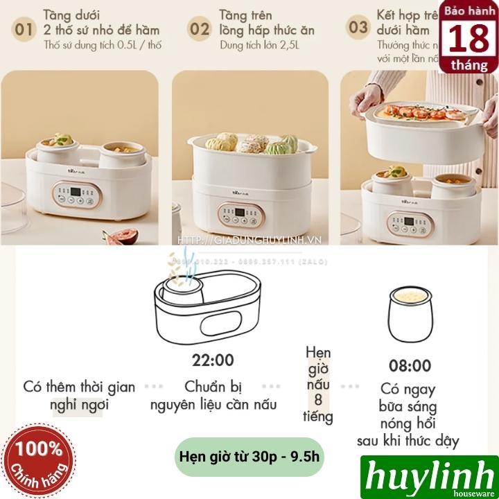 Nồi nấu chậm - chưng yến - nấu cách thuỷ Bear DDZ-C10V1 - 1 lít - Kèm xửng hấp 4