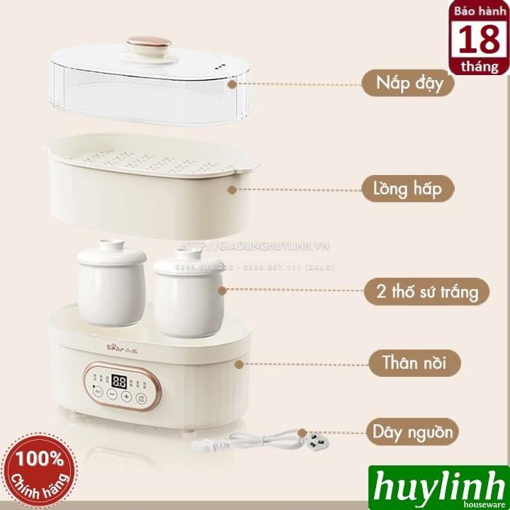 Nồi nấu chậm - chưng yến - nấu cách thuỷ Bear DDZ-C10V1 - 1 lít - Kèm xửng hấp 5