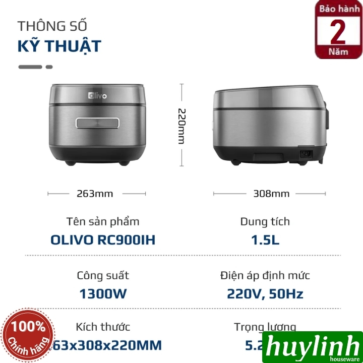 Nồi cơm điện cao tần Olivo RC-900IH 9