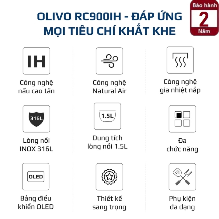 Nồi cơm điện cao tần Olivo RC-900IH