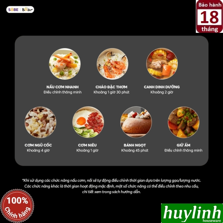 Nồi cơm điện lòng gang tráng men Bear RC-4H40Y - 1.5 lít 2