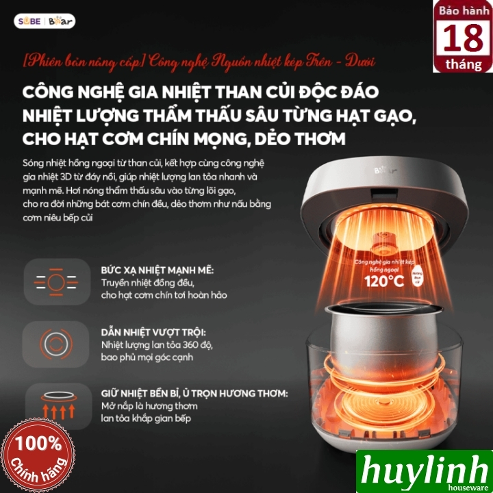 Nồi cơm điện lòng gang tráng men Bear RC-4H40Y - 1.5 lít 3