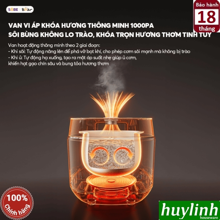 Nồi cơm điện lòng gang tráng men Bear RC-4H40Y - 1.5 lít 7