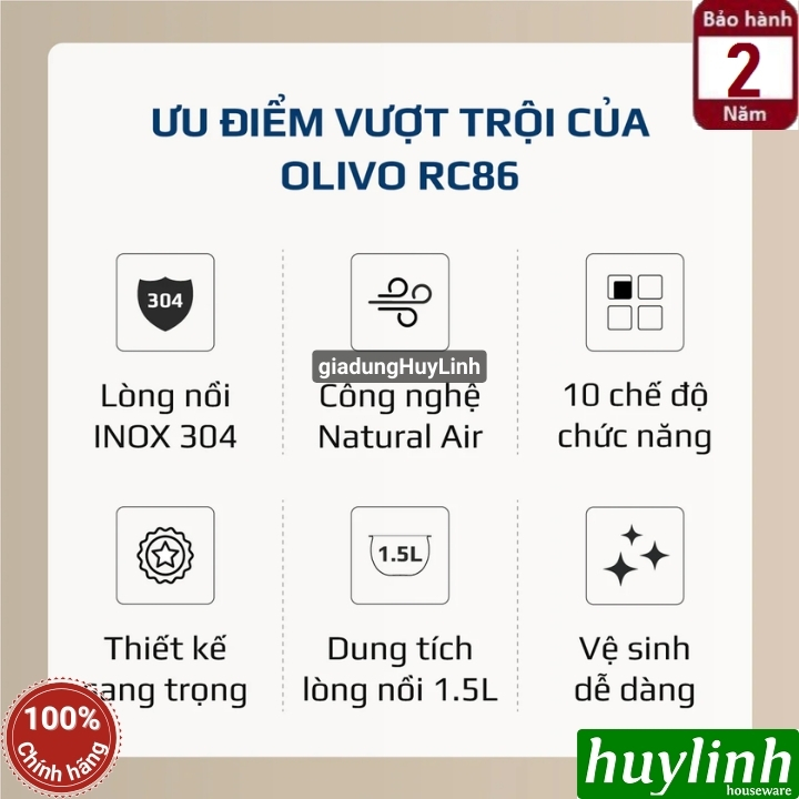 Nồi cơm điện tử Olivo RC86 2