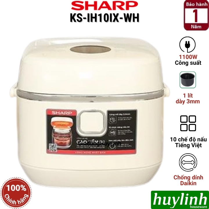 Nồi cơm điện tử cao tần IH Sharp KS-IH10IX-WH (1 lít) - KS-IH18IX-WH (1.8 lít) - 10 chức năng