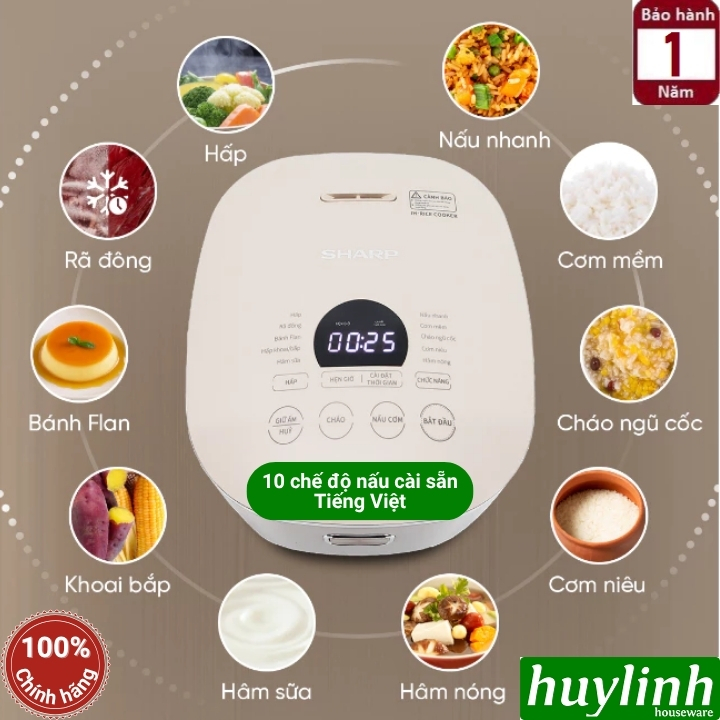 Nồi cơm điện tử cao tần IH Sharp KS-IH10IX-WH (1 lít) - KS-IH18IX-WH (1.8 lít) - 10 chức năng 3