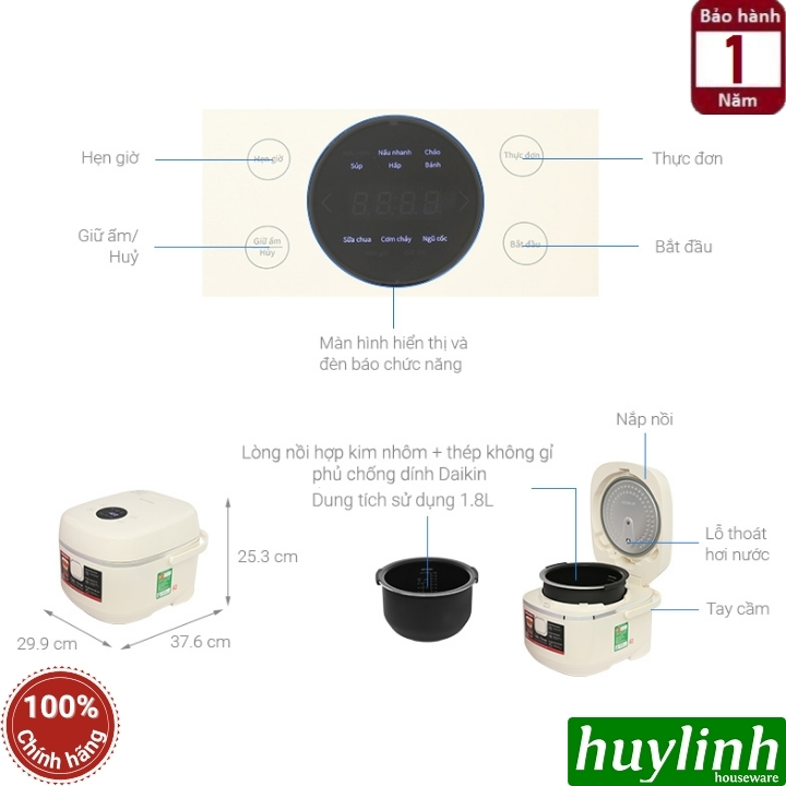 Nồi cơm điện tử cao tần IH Sharp KS-IH10IX-WH (1 lít) - KS-IH18IX-WH (1.8 lít) - 10 chức năng 4