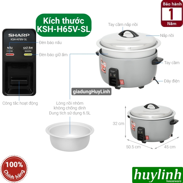 Nồi cơm điện công nghiệp Sharp KSH-H65V-SL, KSH-H78V-SL, KSH-H90V-SL 2