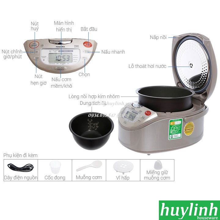Nồi cơm điện tử Toshiba RC-10RH(CG)VN - 1 lít 2
