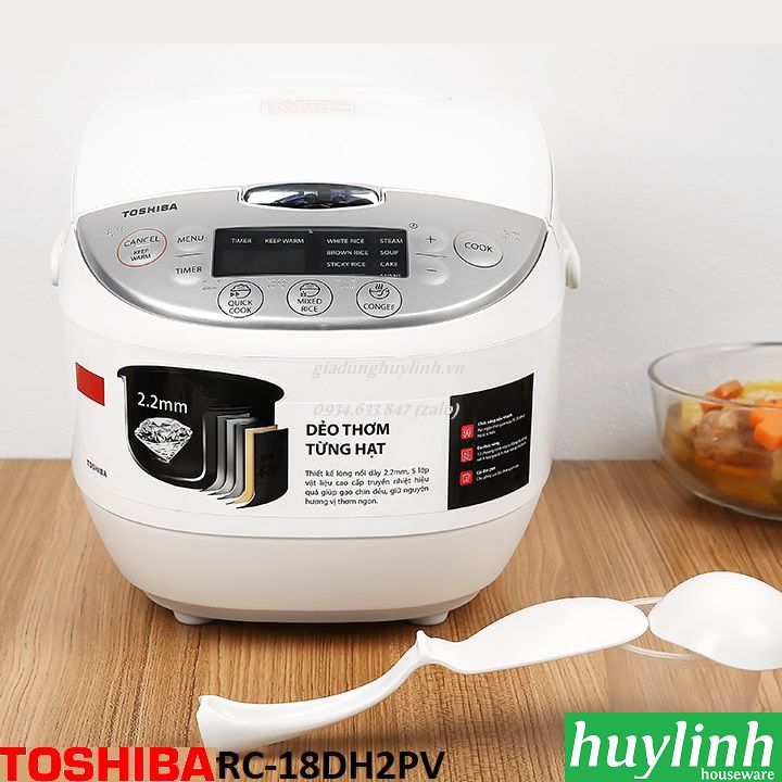 Nồi cơm điện tử Toshiba RC-18DH2PV - 1.8 lít
