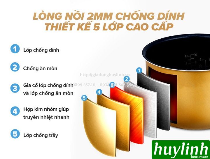 Nồi cơm điện tử TrueHome TR-18DE017(G) - 1.8 lít 5