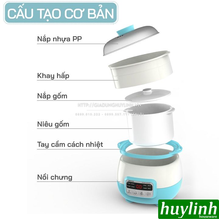 Nồi hầm chậm, chưng yến, nấu cách thuỷ 2Good A300 - 3.1 lít - 2 tầng 2