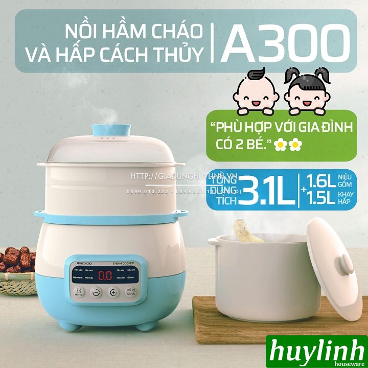 Nồi hầm chậm, chưng yến, nấu cách thuỷ 2Good A300 - 3.1 lít - 2 tầng 4