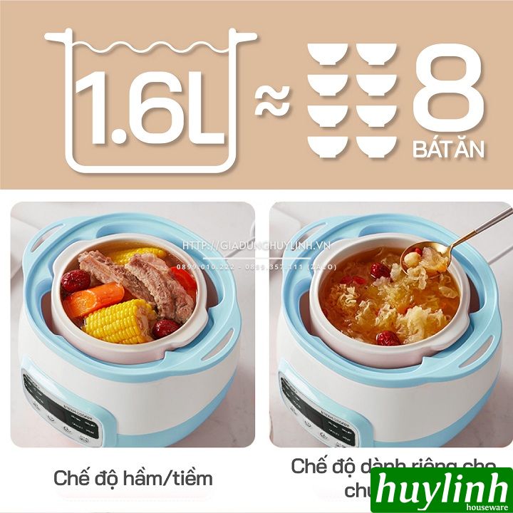 Nồi hầm chậm, chưng yến, nấu cách thuỷ 2Good A300 - 3.1 lít - 2 tầng 7