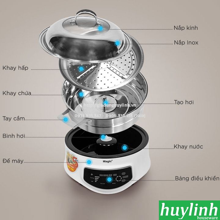 Nồi hấp thủy nhiệt Magic Korea A-67- 6 lít 4