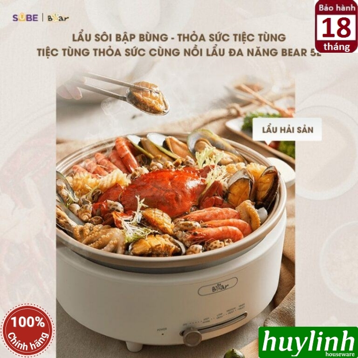 Nồi lẩu điện đa năng Bear SB-NL05F - dung tích 5 lít - 4 mức nhiệt - dùng chiên xào 2