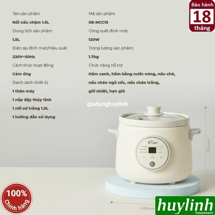 Nồi nấu chậm Bear SB-NNC15 - 1.5 lít - tiếng Việt 2