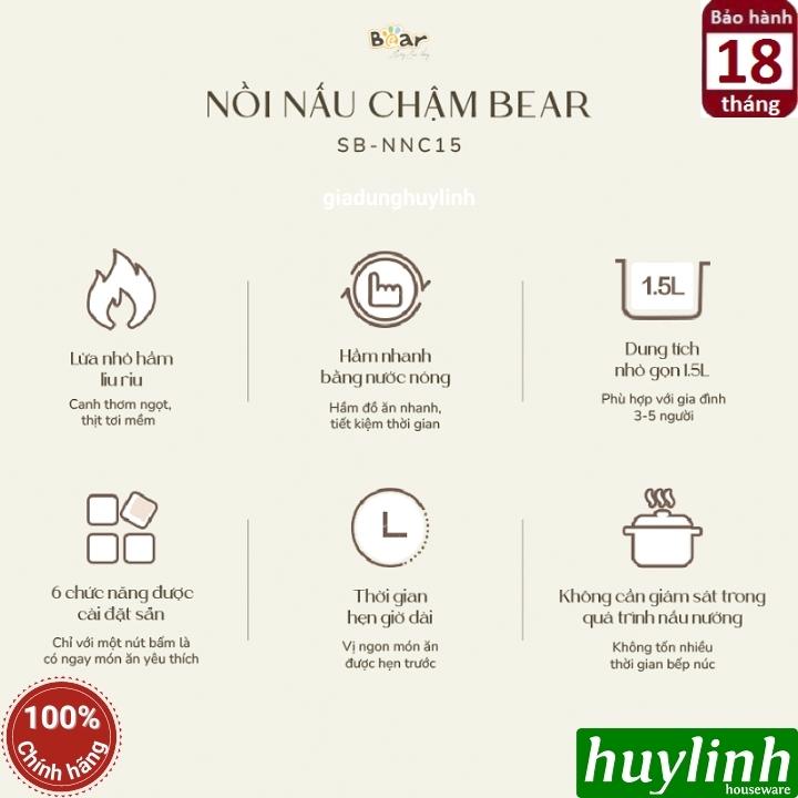 Nồi nấu chậm Bear SB-NNC15 - 1.5 lít - tiếng Việt 7
