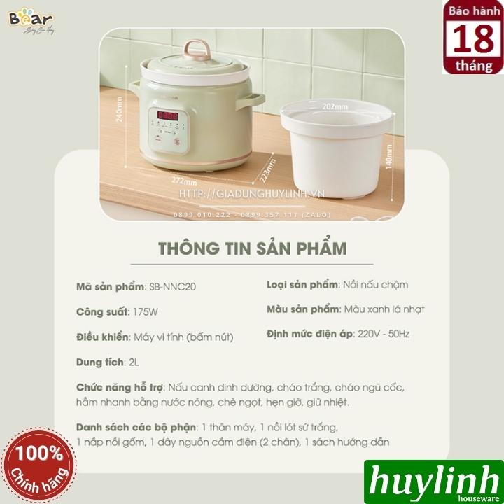 Nồi nấu chậm Bear SB-NNC20 - 2 lít - Bản quốc tế 2