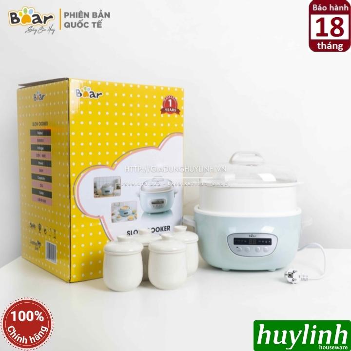 Nồi nấu chậm, chưng yến, nấu cách thuỷ Bear SUBE003 - 2.5 lít - Kèm xửng hấp + 4 thố nhỏ 7