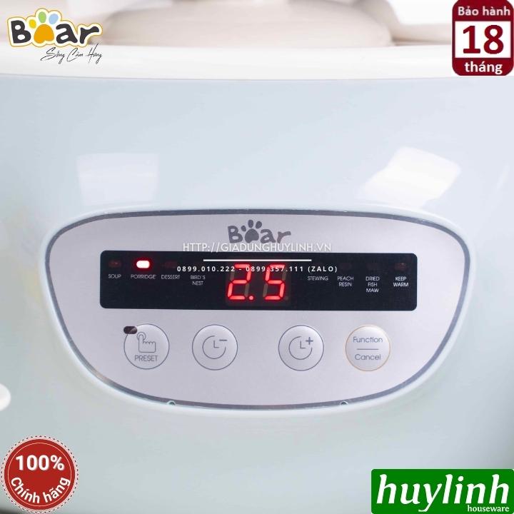 Nồi nấu chậm, chưng yến, nấu cách thuỷ Bear SUBE003 - 2.5 lít - Kèm xửng hấp + 4 thố nhỏ 8