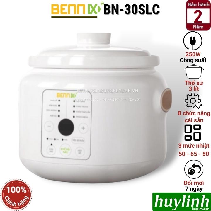 Nồi nấu cháo chậm điện tử Bennix BN-30SLC - 3 lít - 8 chức năng - 3 tốc độ nấu