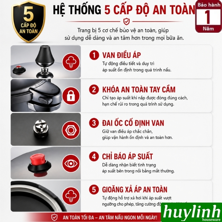 Nồi áp suất nhôm chống dính đáy từ PoongNyun BMPC-IH (4.2 lít và 5.2 lít) 8