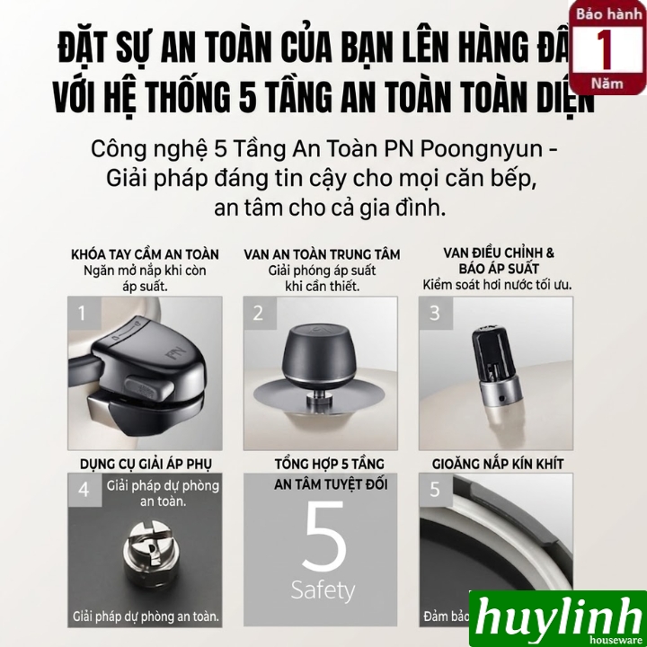 Nồi áp suất nhôm Hard Anodizing Hàn Quốc đáy từ PoongNyun BEDPC-06(IH) - 3.5 lít 6