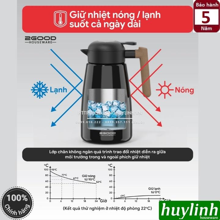 Bình thuỷ pha trà giữ nhiệt nóng lạnh 2Good B52 - 1.8 lít - Đổi mới 5 năm 56