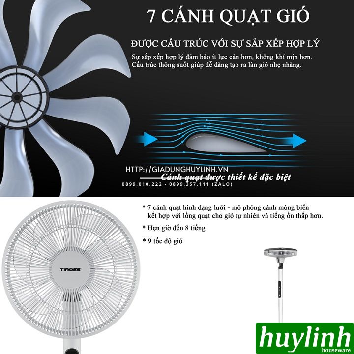 Quạt cây đứng Tiross TS9187 - Động cơ DC - Có Remote 5