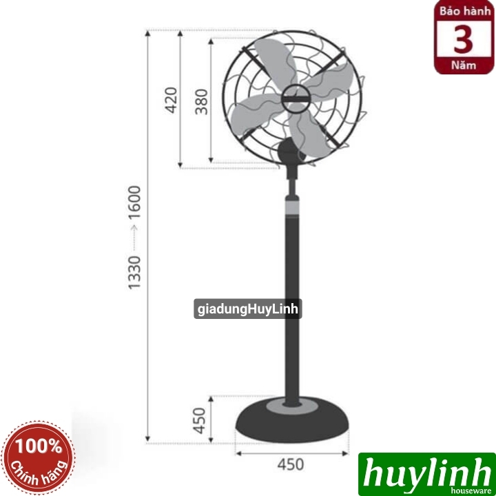Quạt cây đứng kiểu cổ Sinwa D400 2