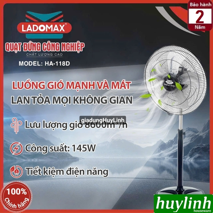 Quạt đứng 5 cánh nhôm Ladomax HA-118D - 145W - 5 tốc độ gió 4