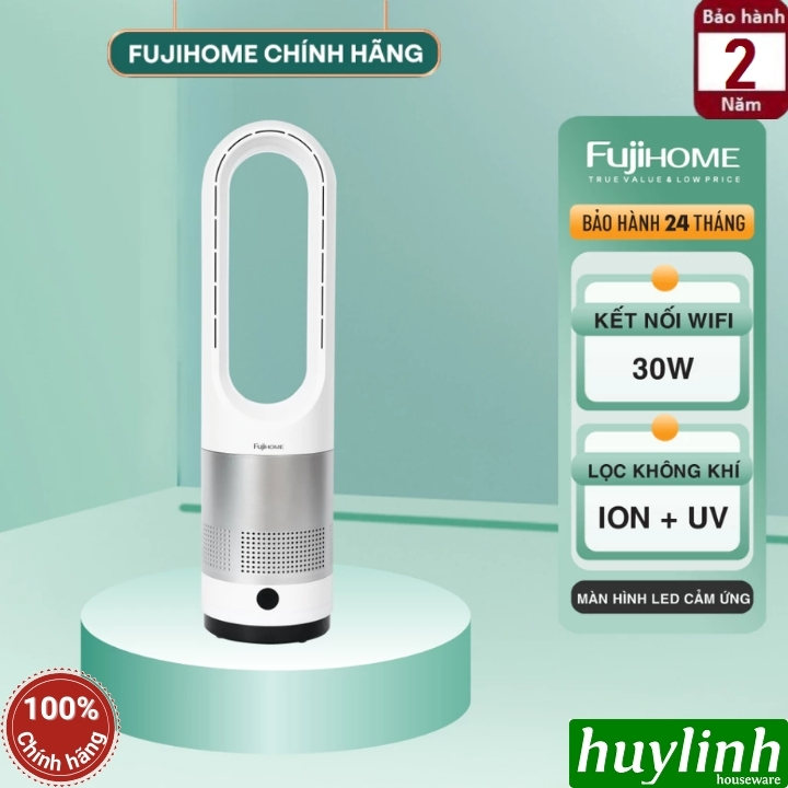 Quạt không cánh - lọc không khí khử khuẩn ion và UV FujiHome BF18 - Điều khiển APP wifi