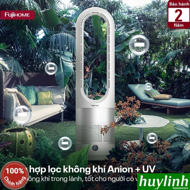 Quạt không cánh - lọc không khí khử khuẩn ion và UV FujiHome BF18 - Điều khiển APP wifi 8