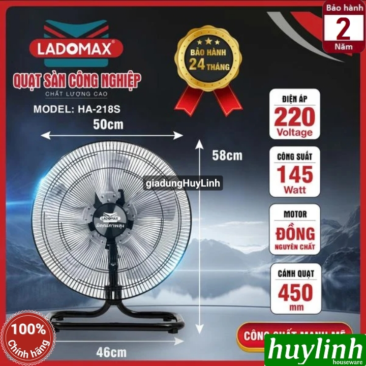 Quạt sàn 5 cánh nhôm Ladomax HA-218S - 145W - 5 tốc độ gió