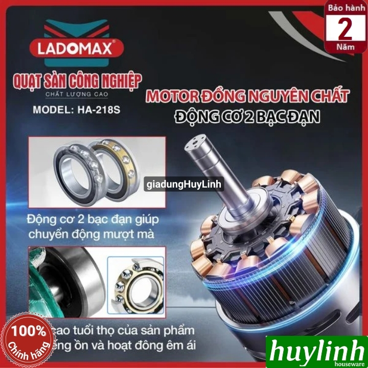 Quạt sàn 5 cánh nhôm Ladomax HA-218S - 145W - 5 tốc độ gió 2
