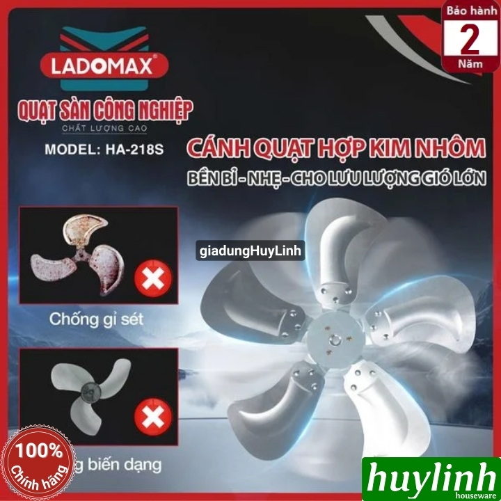 Quạt sàn 5 cánh nhôm Ladomax HA-218S - 145W - 5 tốc độ gió 4