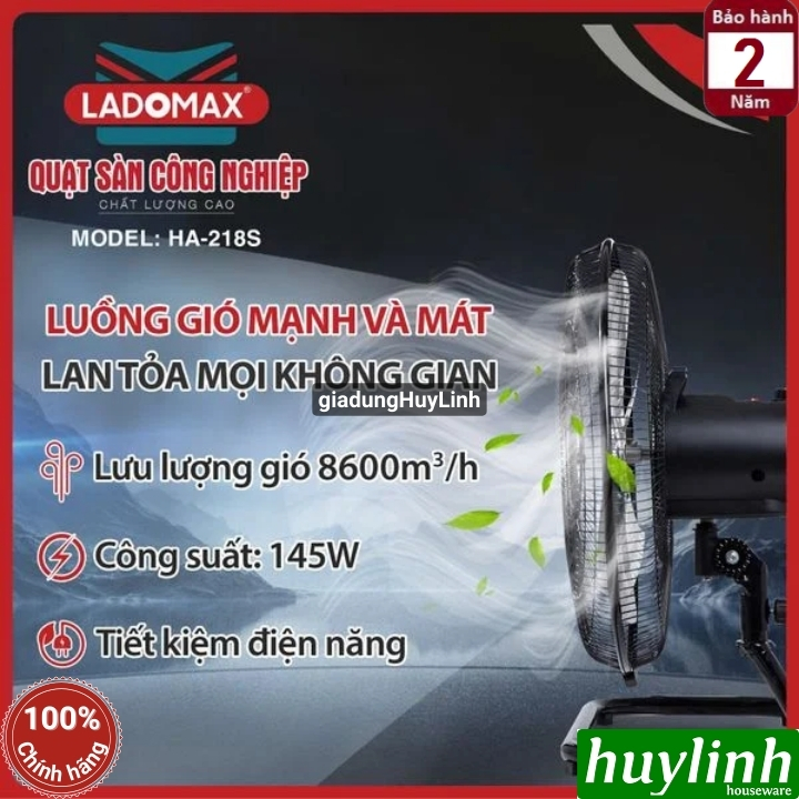 Quạt sàn 5 cánh nhôm Ladomax HA-218S - 145W - 5 tốc độ gió 6
