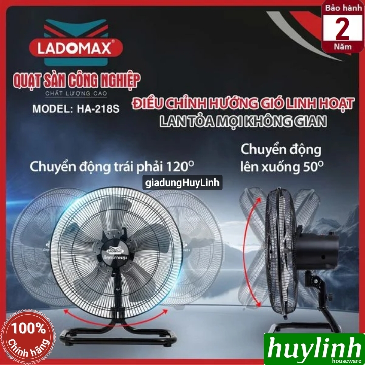 Quạt sàn 5 cánh nhôm Ladomax HA-218S - 145W - 5 tốc độ gió 7