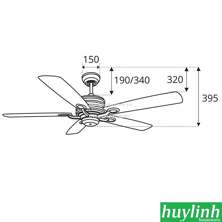 Quạt trần cánh gỗ Sinwa SP009 2