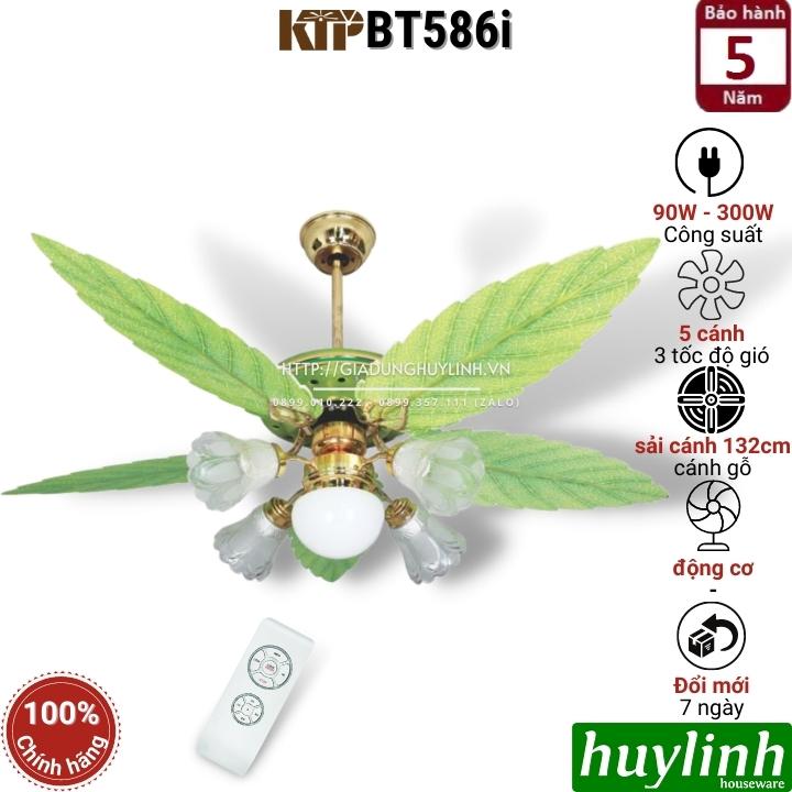 Quạt trần đèn cánh gỗ hình lá Kim Thuận Phong KTP BT586i
