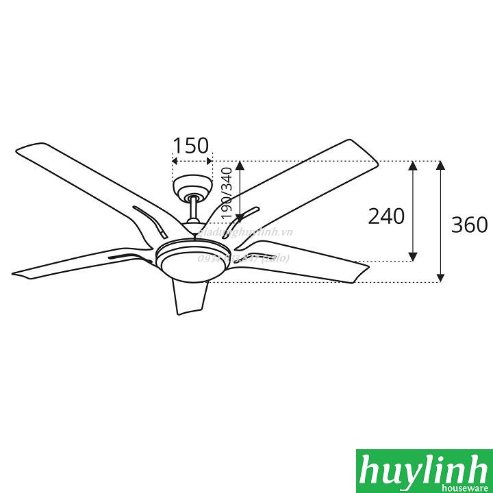 Quạt trần đèn led Sinwa DC52 - DC motor 2