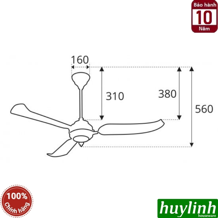Quạt trần kiểu cổ điển Sinwa S138-ALU - 3 cánh 2